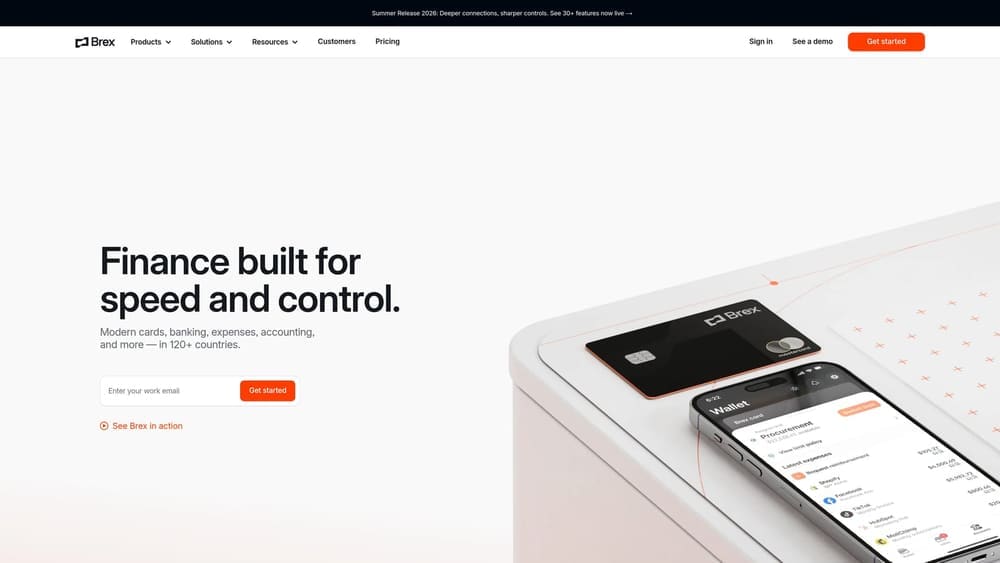 Screenshot of Brex website
