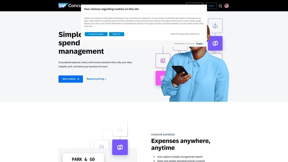 Screenshot of SAP Concur website