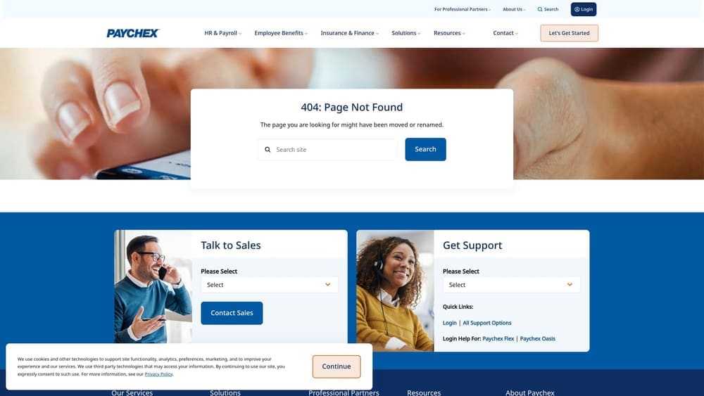 Screenshot of Paychex Flex website