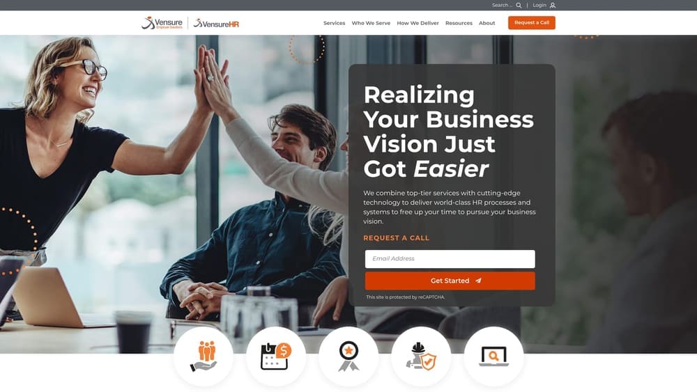 Screenshot of Vensure HR website