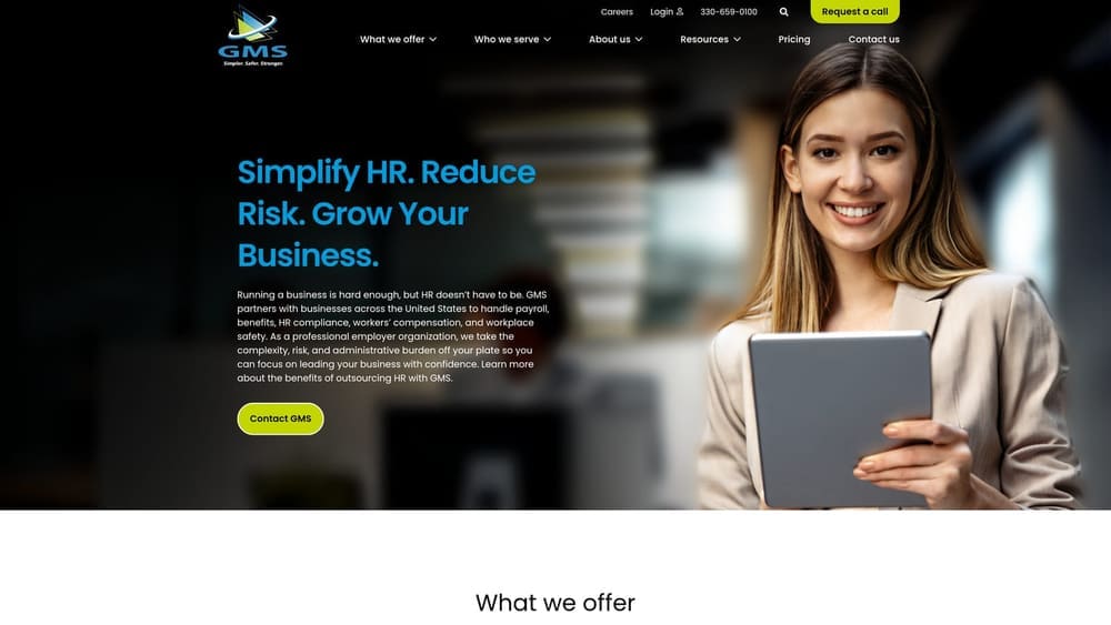 Screenshot of Group Management Services (GMS) website