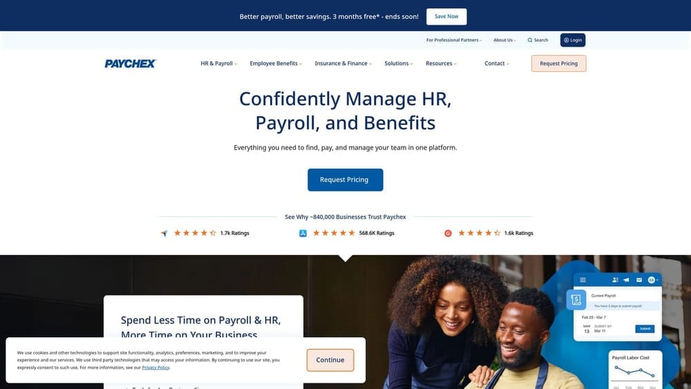 Screenshot of Paychex Flex website