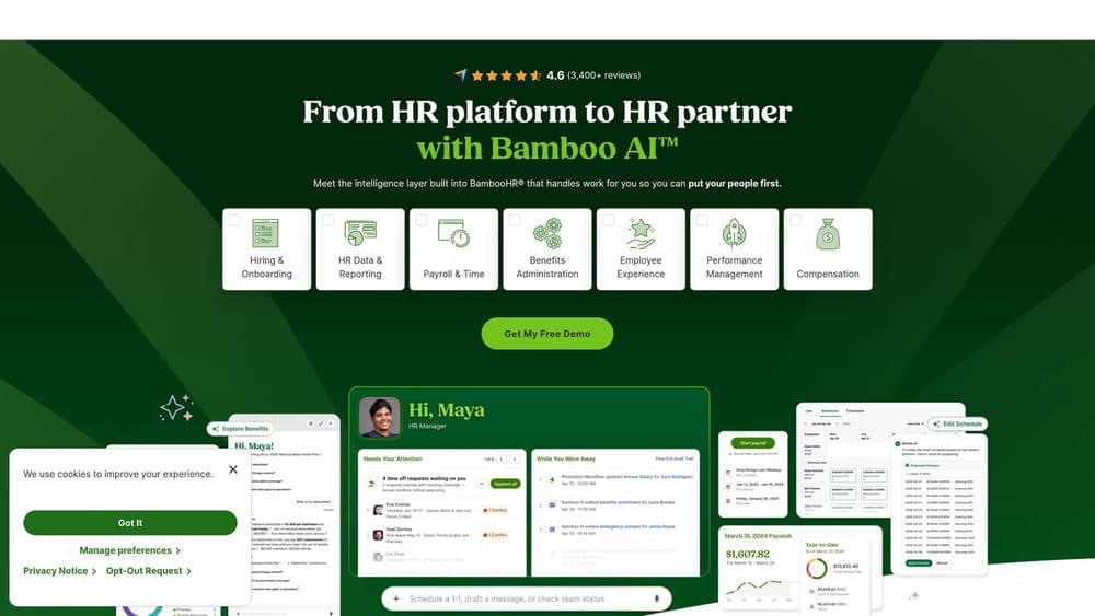 Screenshot of BambooHR website