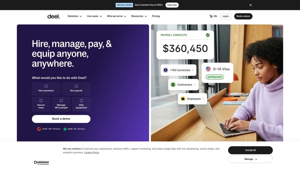Screenshot of Deel website