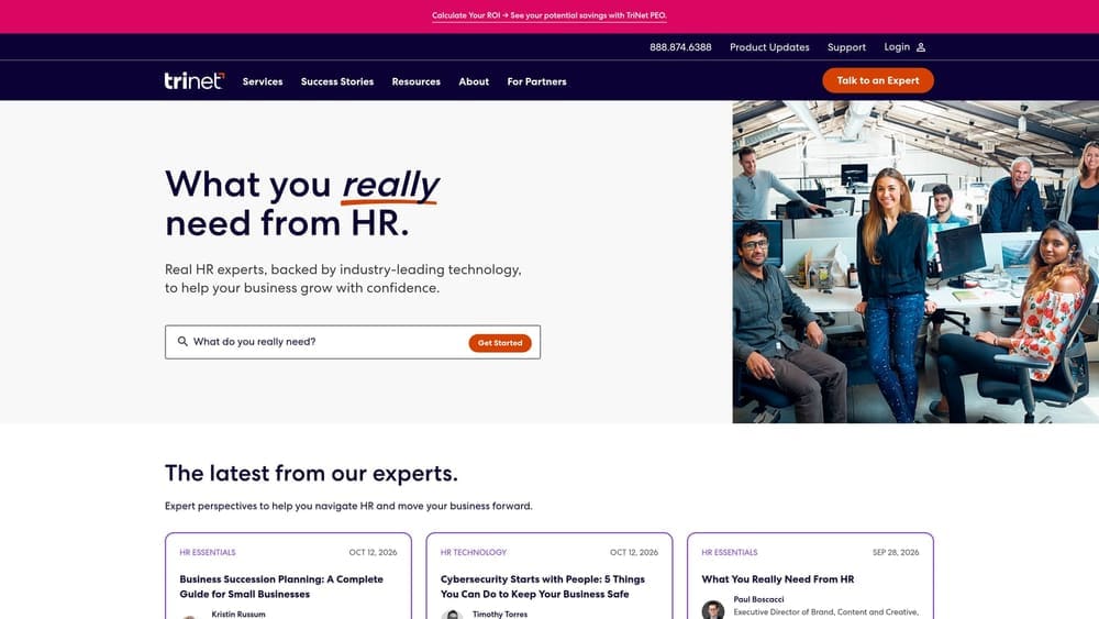 Screenshot of TriNet website