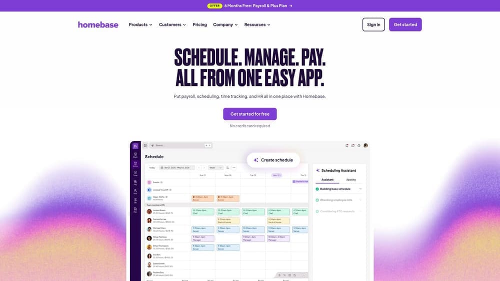 Screenshot of Homebase website