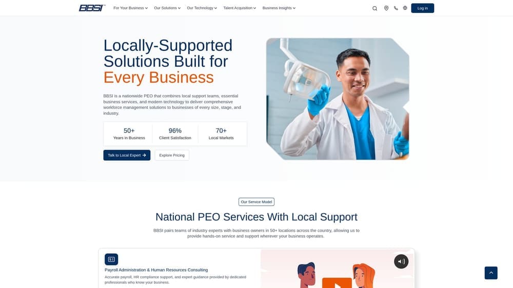 Screenshot of Barrett Business Services (BBSI) website
