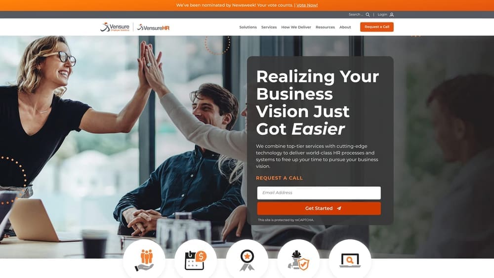 Screenshot of Vensure Employer Services website