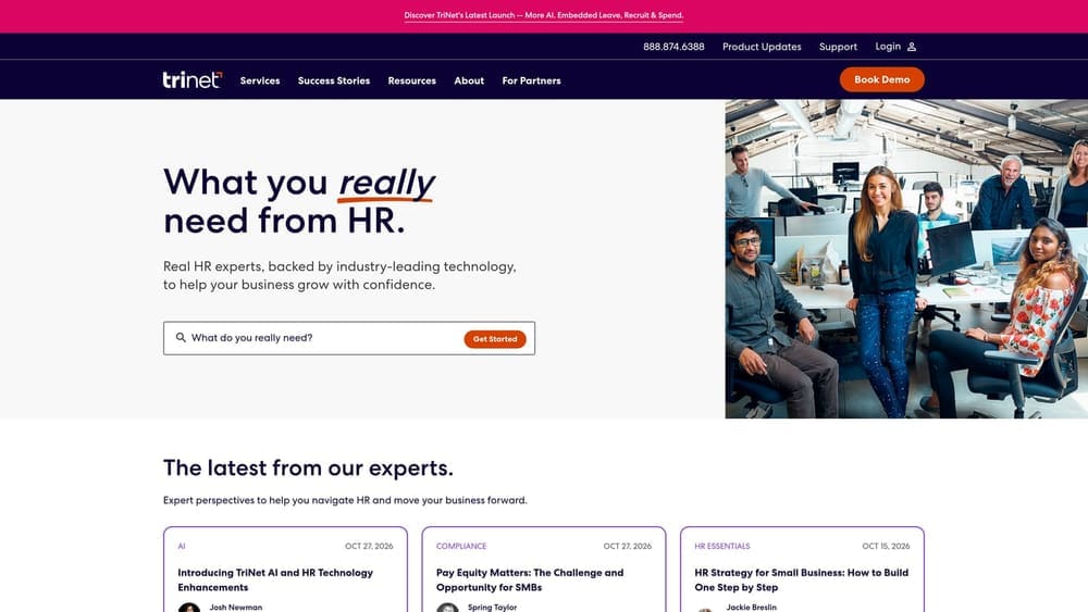 Screenshot of TriNet website