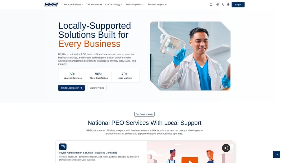 Screenshot of Barrett Business Services (BBSI) website