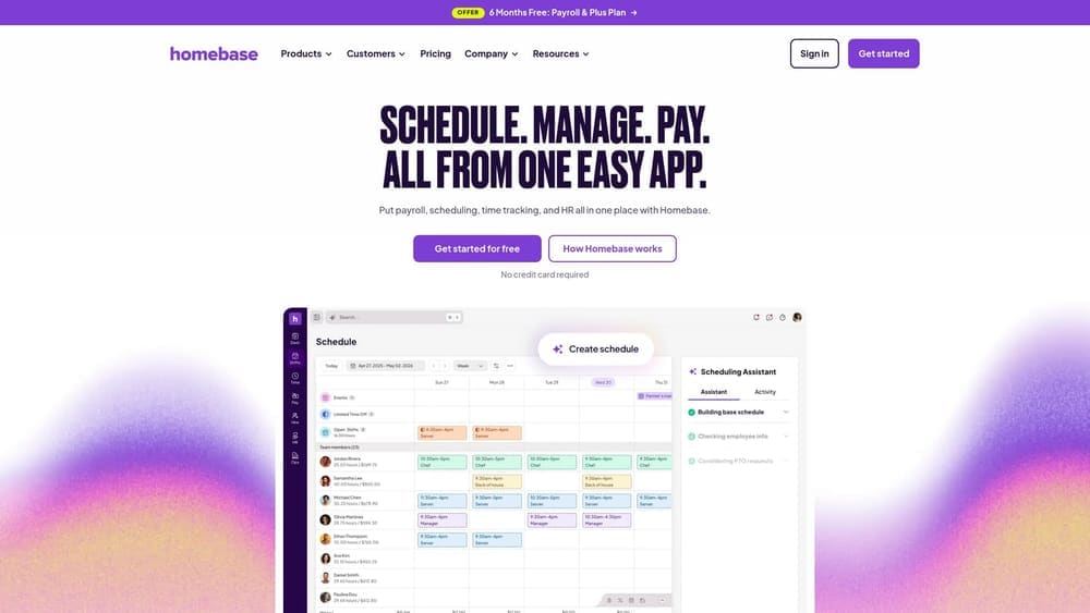 Screenshot of Homebase website