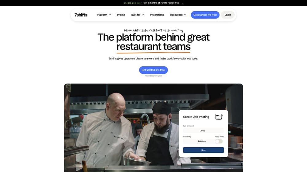 Screenshot of 7shifts website
