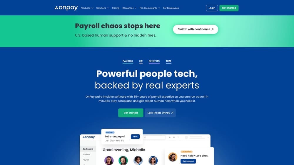 Screenshot of OnPay website