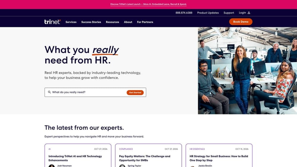 Screenshot of TriNet website